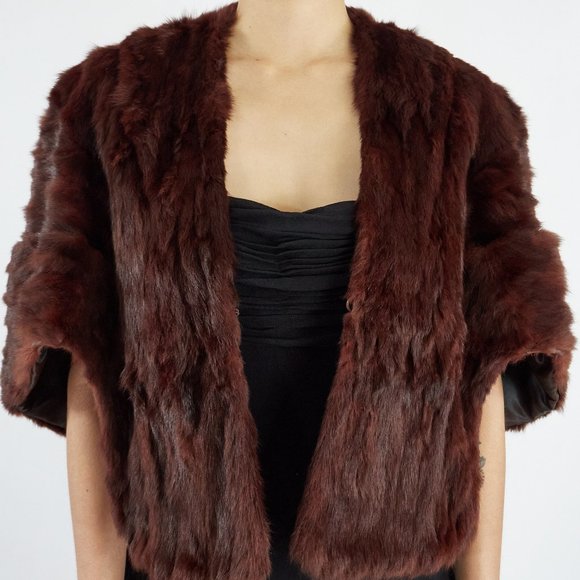 Vintage Fur Salon Striplings Dark Brown Rabbit Fur Cape Shawl cover Formal party - Picture 1 of 14